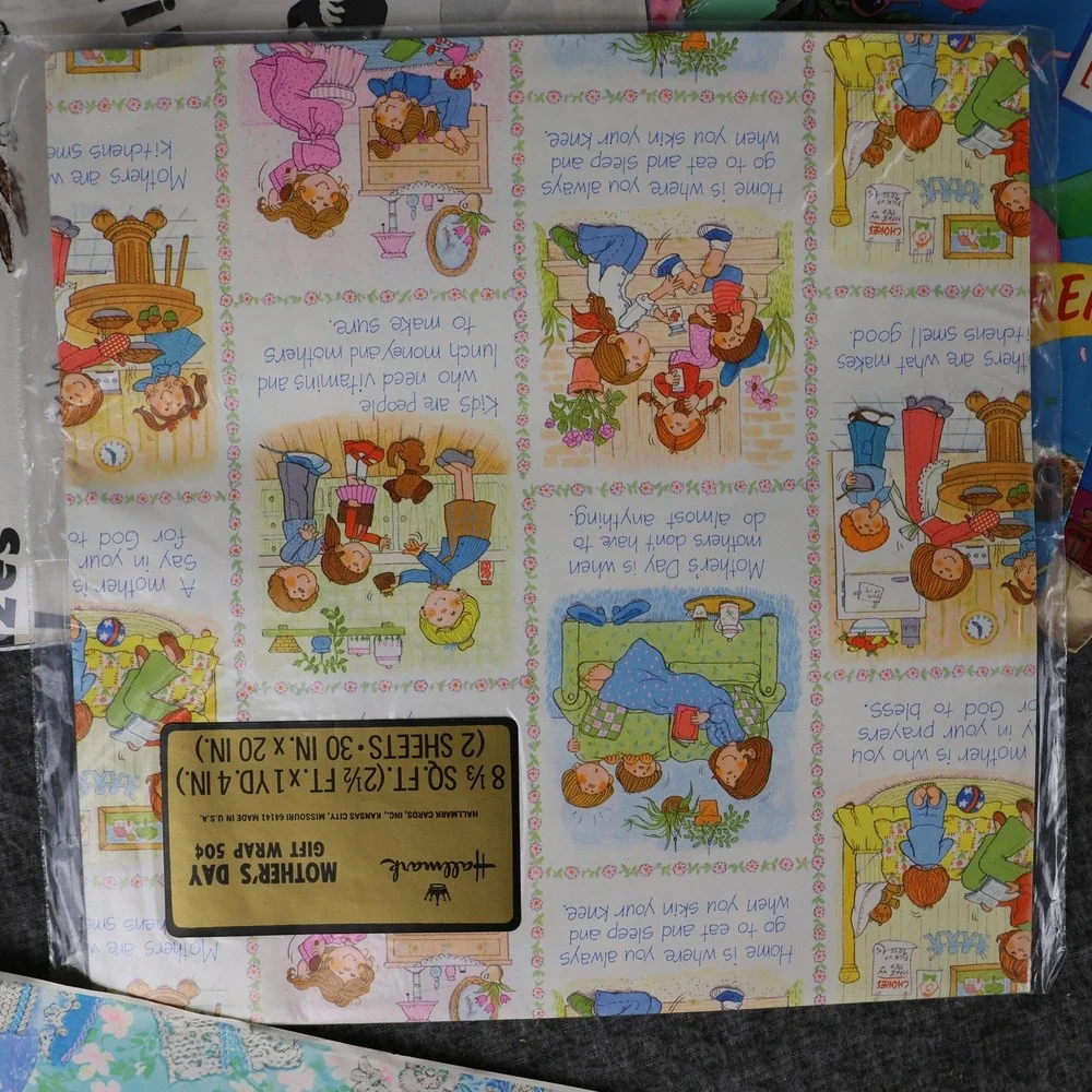 Vintage Wrapping Paper Sheets Lot Retro Birthday Kids Batman Gremlins Designs